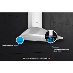 Resim Tommatech TDP6001IM Piramid 60 CM Duvar Tipi Davlumbaz Inox 