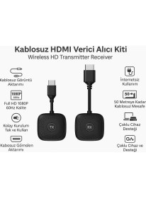 Resim CoverZone Kablosuz HDMI Verici Alıcı Kiti | Wireless Hd Transmitter Receiver | 1080P 60Hz Görüntü Aktarımı | Tv, Projeksiyon, Notebook, Pc ile Uyumlu - S1 HDMI 