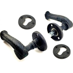 Resim Magicool Antika Tarz Dekoratif Pirinç Rozetli Oda Kapı Kolu - 49 Mm, Oksit 
