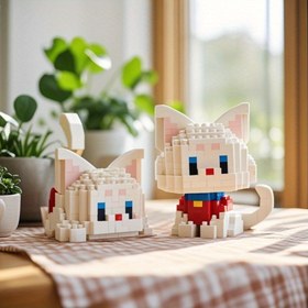 Resim Sevimli Mini Kedi Koleksiyonu - Kendin Yap Mini Blok Hayvan Serisi, Doğum Günü, Noel, Sevgililer Günü Masa Dekoru ve Tatil Hediyeleri için mükemmel 