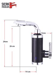 Resim Sıcak Musluk Elektrikli Ani Su Isıtıcı Termal Şofben Musluk Lavaboya Monteli 