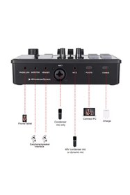 Resim Voground Oyun Ses Mikseri 48 V Fantom Güç Ses Arabirimi RGB Işık BT Tak ve Çalıştır Masaüstü Şarkı Söyle 