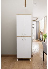 Resim Mirobi Axis Çok Amaçlı Mutfak Dolabı Kiler Dolabı Erzak Dolabı Beyaz - Çam 