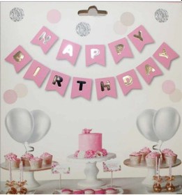 Resim Pembe -gümüş Happy Bırthday Banner Tüm Yaşlar 