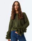 Resim Triko Kazak Bisiklet Yaka Püskül Detaylı Çok Renkli 