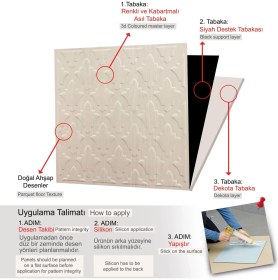 Resim 3 Boyutlu Duvar Paneli Kabartmalı Salon Desen Pvc 41X41 Cm/ 6 Adet /1 M² Beyaz Huş 