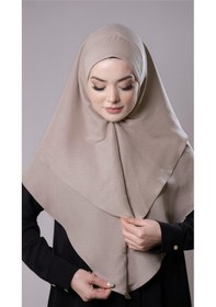 Resim Hürrem Bone Bej Pratik Hazır Geçmeli Tesettür Eşarp Pamuk Caz Kumaş Çift Katlı Düz Hijab 2303 12 
