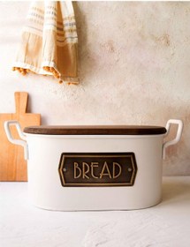 Resim The Mia Ekmek Kutusu Ahşap Kapaklı Beyaz 