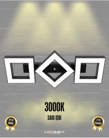 Resim Compagno Siyah Kasa, Sarı Işık Modern Plafonyer Led Avize Siyah 