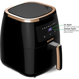 Resim Wiami Air Fryer 5 Litre Siyah Akıllı Fritöz 