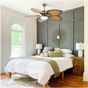 Resim GoodHome Colours Leafy 132CM Kahve 5 Kanat LED Tavan Vantilatörü 