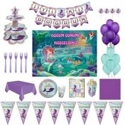 Resim Deniz Kızı Lüks Doğum Günü Parti Malzemeleri Afişli Set 8 Kişilik 