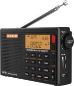 Resim SIHUADON R108 Taşınabilir Cep Radyosu FM/AM/SW/Hava Bandı, Çalar Saat, Uyku Zamanlayıcısı 