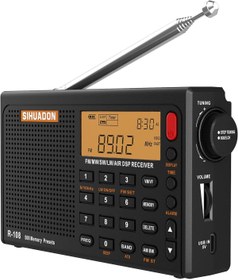 Resim SIHUADON R108 Taşınabilir Cep Radyosu FM/AM/SW/Hava Bandı, Çalar Saat, Uyku Zamanlayıcısı 