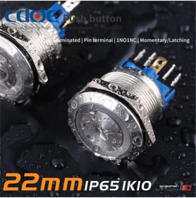 Resim Genel Markalar 22mm Metal Kalıcı Ledli Paslanmaz/çelik Ip65 Beyaz 10v-30v 