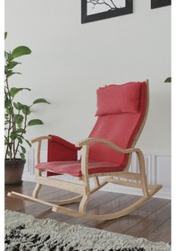 Resim Mobildecoaş Mobildeco Sultan Ahşap Sallanan Sandalye Kırmızı (Doğal) Kırmızı 