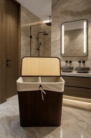 Resim Bambu Çamaşır Sepeti 52X32X60 Beyazlar/renkliler Ayrı BÖLMELI-100 Lt Büyük Boy 