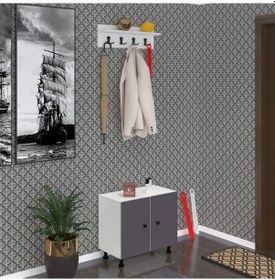 Resim Kenzlife Ayakkabılık Cimcime3 Gribyz 53 060 32 Kapaklı 3 Raflı 9 Çift Ayakkabı Kapasitesi Ahşap 