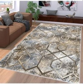 Resim Rovigo Dijital Baskı Yıkanabilir Kaymaz Taban Salon Halısı RVG1118, Bej, 180 x 250 