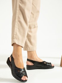 Resim KAOF SHOES Kadın Siyah Ortopedik Anne Sandaleti Kadın Sandalet Topuklu Sandalet Anne Terliği Anne Ayakkabısı 
