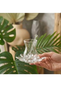 Resim 18 Parça Kristal Çay Seti İnce Belli 6 Kişilik Şık Çay Takımı Beyaz 