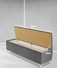 Resim Vetra V2 Sandıklı Puf Gri Dilimli Model Sandıklı Bench Puf - Sandıklı Yatak Ucu Bankı 