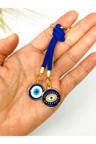 Resim Azrua Kalp Şekilli Cam Araba Süsü, Araba Nazarlık ve Mor İpli Anahtarlık Seti 