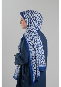 Resim Giverny Saks Mavisi Desenli Şal Kesik Elyaf Dijital Baskılı Pamuksu Leopar 202116 24 Saks Mavisi 