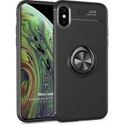 Resim Apple Iphone Xs Kılıf Kickstand Ring Holder Siyah Microsonic