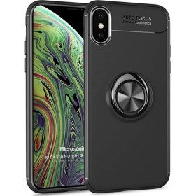 Resim Apple Iphone Xs Kılıf Kickstand Ring Holder Siyah 