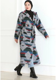 Resim Winter Desen Oduncu Kuşaklı Kap / Lacivert - F0505 Turkuaz 