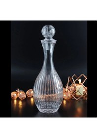 Resim El Yapımı Özel Tasarım Cam Çizgili Model Lüx Sürahi Karaf 