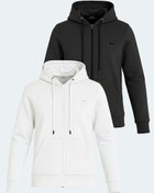 Resim Slazenger KATYA 2 li set Kadın Fermuarlı Kapüşonlu Cepli Beyaz - Siyah Sweatshirt 