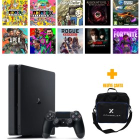 Resim Sony PlayStation 4 Slim 500GB + 10 Dijital Oyun + Tek Kol + ConsoleX Çanta (Yenilenmiş) 