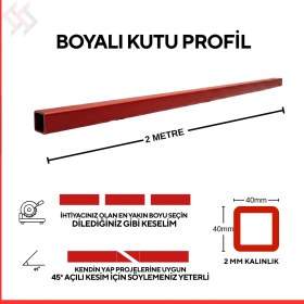 Resim MM DEMİR MARKET 40X40X2 mm Kutu Profil 2.5 Metre | Kaynaklanabilir Çelik Profil | Istenilen Ölçüde ve 45° Açılı Kesim Seçeneği | mm Demir Market 