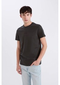 Resim DeFacto %100 Pamuk Slim Fit Dar Kesim Bisiklet Yaka Baskılı Kısa Kollu Tişört D5566AX25SPAR221 