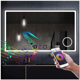 Resim DNR Mirror 75x105 Cm Bluetoothlu Buğu Yapmayan Makyaj Aynalı Dokunmatik Beyaz Ledli Dikdörtgen Banyo Aynası 