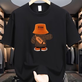 Resim Erkekler için %100 Pamuk Karikatür Grafik Baskılı Tişört, Kısa Kollu Yuvarlak Yaka Tişört, Yazlık Dış Mekan Erkek Giyim 