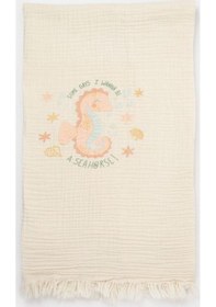 Resim Biorganic Save The Seahorse Müslin Battaniye 64696 Ekru - Bej 
