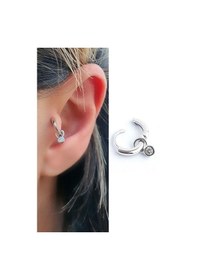 Resim Zirkon Taş Detaylı 925ayar Gümüş Tragus Kıkırdak Helix Halka Piercing 