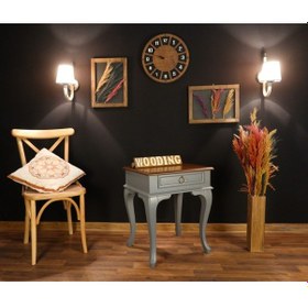 Resim Wooding Çekmeceli Masif Gri Ceviz Komodin Yan Sehpa (548590393) 