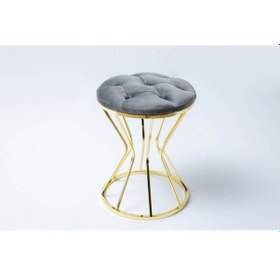 Resim Gri Metal Ayaklı Lüks Puf Tabure Koltuk Karışık 