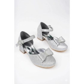Resim Papuccum Ortopedi Kız Çocuk Simli Kısa Topuklu Kaydırmaz Abiye Ayakkabı 