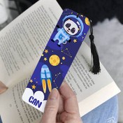 Resim Çocuğa Hediye Astronot Panda Desenli Kitap Ayracı 
