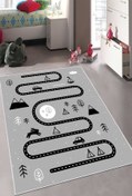 Resim CENTER AVM Gri Çocuk Odası Halısı Leke Tutmaz Makinede Yıkanabilir Kaymaz Taban Halı 