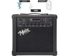 Resim AyrStore MGA-25BK Elektro Gitar Amfisi 25 Watt USB Bluetooth Şarjlı 2 Girişli 