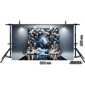 Resim Venspor Yıldızlı Gece Gökyüzü ve Parlayan Balonlarla Süslenmiş Arkaplan, 200x150cm, Fon, Duvar Örtüsü 