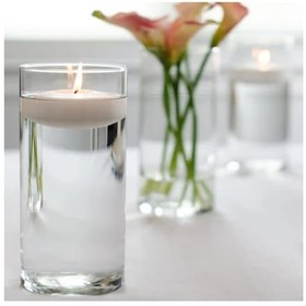 Resim 4 Lü Vazo + 12 Adet Çap 5 Cm Sarı Yüzen Mum Sarı 