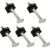 Resim M8 Şeftali Çiçeği El ile Sıkılmış T-Tipi Vida 5 adet Set/10 adet Set Saf Bakır Somun 100Mm Uzun T-Tipi Vida, 19Mm/30/45 Tip Ahşap İşleme İzine Uygun 