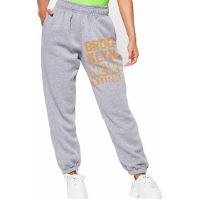 Resim Bluu Unisex Mevsimlik Kumaş Elastik Bel Baskılı Joggers Pantolon Eşofman Altı Gri 